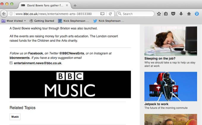 David Bowie Tour BBC News