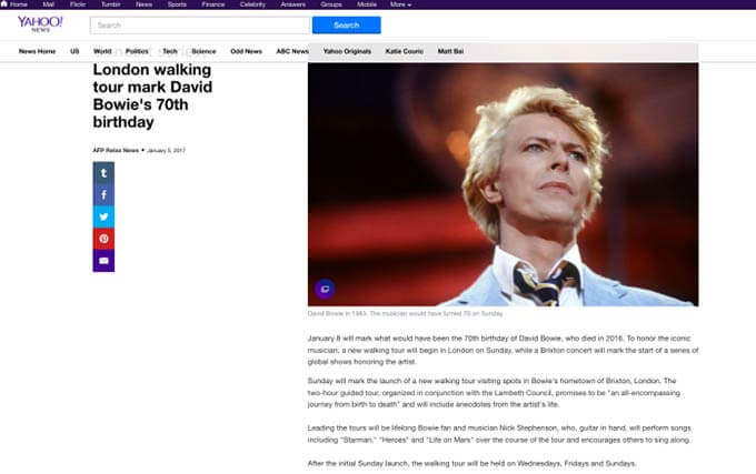 David Bowie Tour Yahoo News
