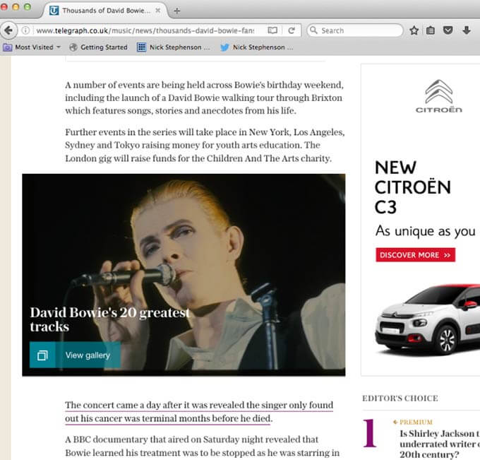 David Bowie Tour The Telegraph