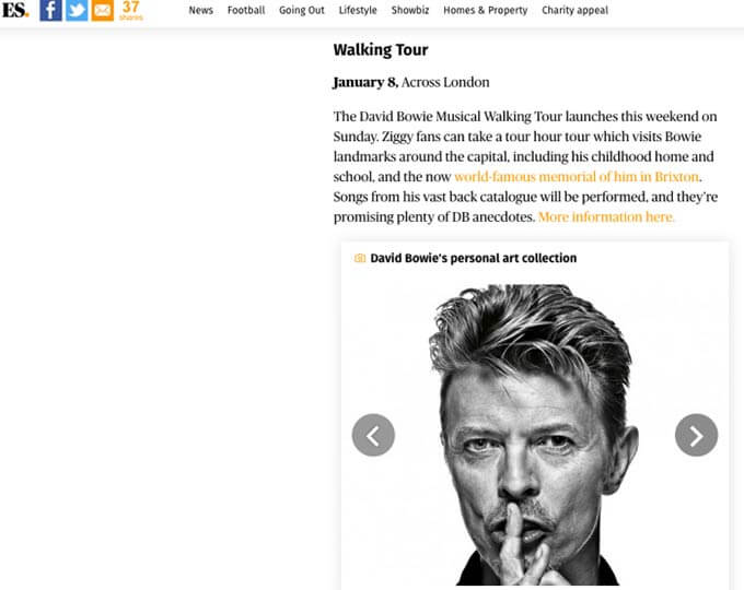 David Bowie Tour Evening Standard