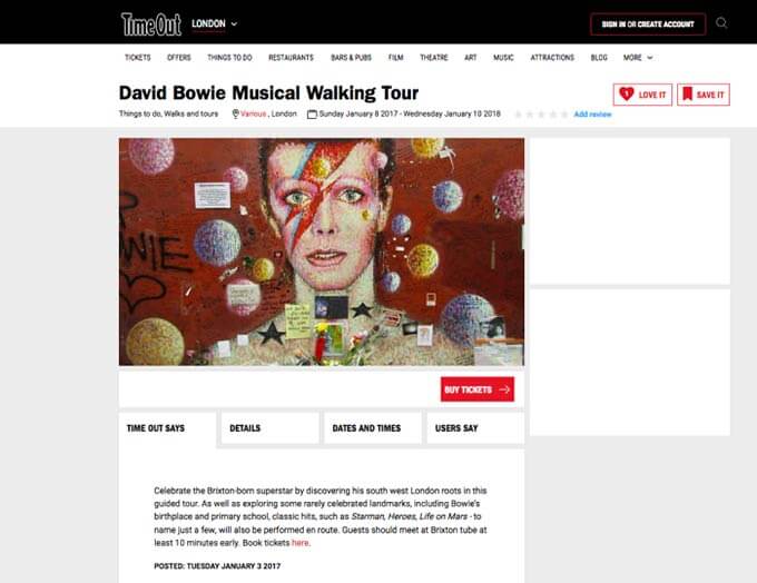 David Bowie Tour TimeOut